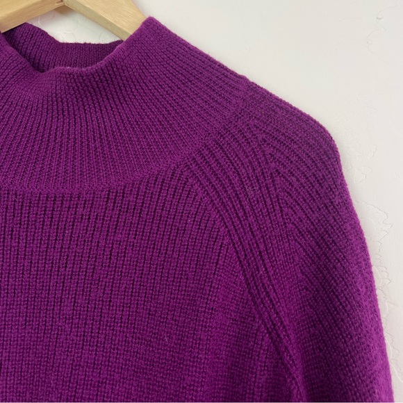 Eileen Fisher Ribbed Turtleneck Raglan Long Sleeve Merino Wool Purple Sweater XL - Picture 8 of 16